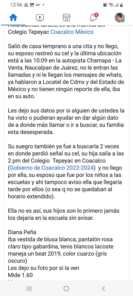 marianaunlmtd's tweet photo. Porfa RT masivo.
Esta chica salió hoy en la mañana de Coacalco y hasta ahora no saben nada de ella, se perdió la señal de su teléfono desde en la mañana.
Su familia está desesperada. https://t.co/NShhQfooJV
