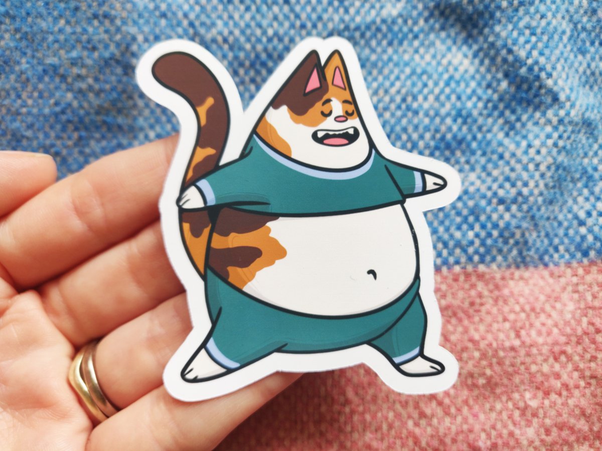 KPrimeArt's tweet image. Aaaaand stretch! 🧘

This Yoga Cat sticker features an adorable kitty performing a Warrior Pose - Virabhadrasana II!

The sticker is made of Matte Vinyl Sticker Paper and is approx: 2.7"x2.5".

#yogacat #cutecats #catmerch