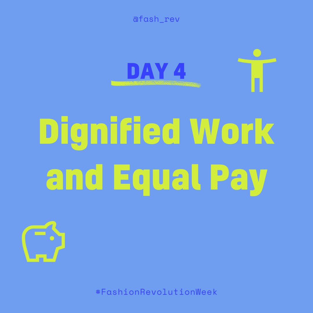 Fash_Rev's tweet photo. Welcome to day 4 of #FashionRevolutionWeek 🗓️

Today we’re inspired by points 1 &amp; 2 of our manifesto, which demand equal pay and dignified work in the fashion system.

Swipe to learn more about each point and find out how to take action! ➡️

#WhoMadeMyClothes #GoodClothesFairPay https://t.co/YFWODCqyX3
