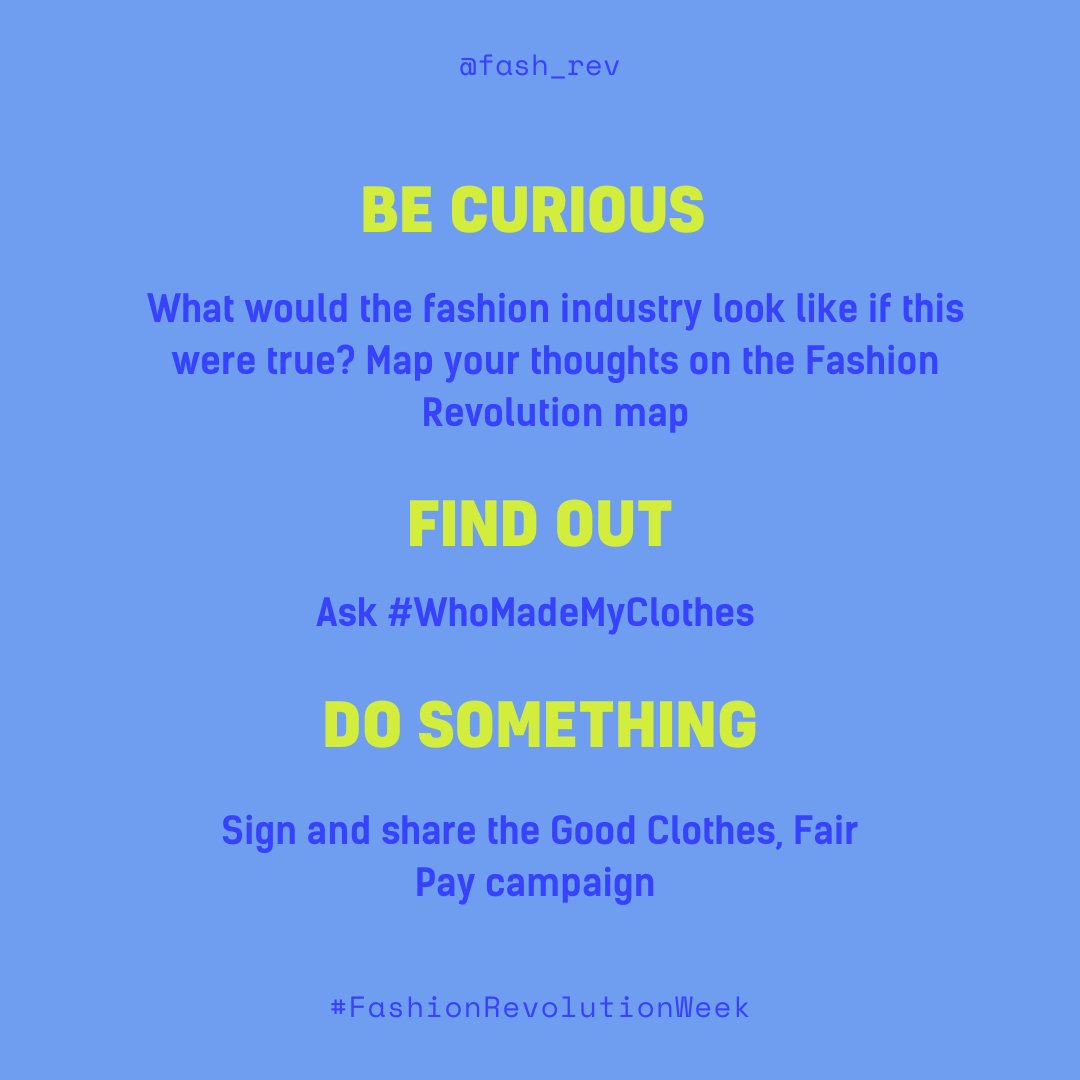 Fash_Rev's tweet photo. Welcome to day 4 of #FashionRevolutionWeek 🗓️

Today we’re inspired by points 1 &amp; 2 of our manifesto, which demand equal pay and dignified work in the fashion system.

Swipe to learn more about each point and find out how to take action! ➡️

#WhoMadeMyClothes #GoodClothesFairPay https://t.co/YFWODCqyX3