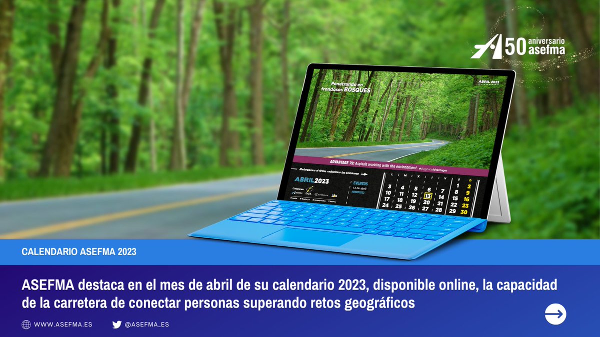 asefma_es's tweet photo. 🛣️ La carretera conecta a personas y pueblos salvando obstáculos geográficos 🛣️
La importancia estratégica de esta infraestructura terrestre para vertebrar el territorio protagoniza el mes de abril de nuestro #calendarioASEFMA 2023
📥Descargad en: https://t.co/iWneGnkG3K https://t.co/9RJ1H1EhLi