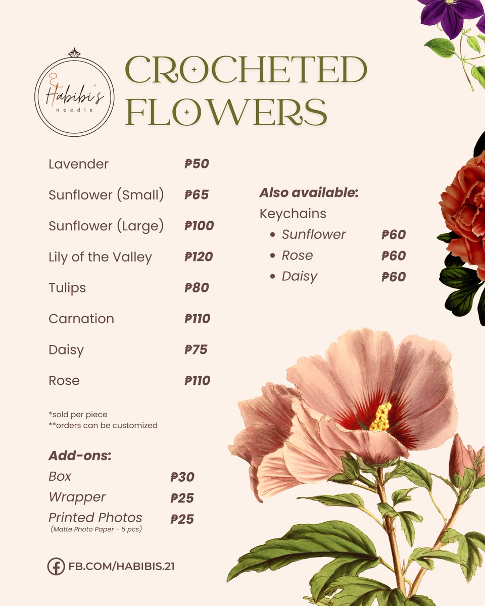 Hello, Habibi's! ✨

Mother's Day is fast-approaching! You can reserve your  crocheted flowers now, at a very affordable price. 🥰

DM us for your orders and requests.
Your retweets are much-appreciated. 🌻

#Habibis #giftsforher #crochet #handmadegifts #giftideas #flowers