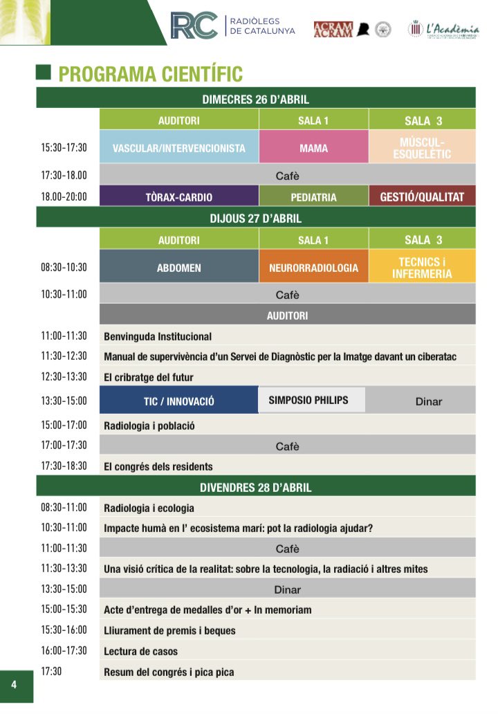 VirTauli's tweet photo. Torna el congrés nacional de Radiòlegs de Catalunya!
Dels dies 26-28 d’abril, no us ho perdeu! ✨⚡️
#radiolegscatalunya #Sustainability @Radiolegs_CAT @SERVEISoc @SERAM_RX @residentesSERAM https://t.co/Wsg2thV3Wb