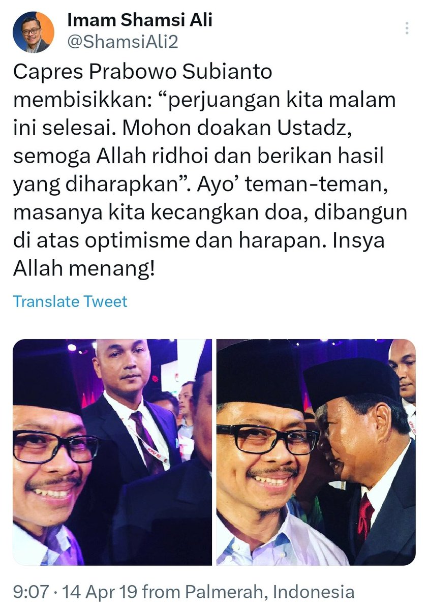 dwioktariyadi's tweet photo. Yth. Pak @ShamsiAli2 

Dulu ketika melihat hal yg sma kok enggak berkomentar ya? Apa karena saat itu Anda 1 gerbong pendukung Pak Prabowo?

Ayolah Pak kalau mau bersuara ya yg kaffah jgn pilah2 gitu dong...🙏🏻

Kira2 parah mana Al Zaitun (NII KW9) dgn photo di bawah? https://t.co/HtI9mHuNQE