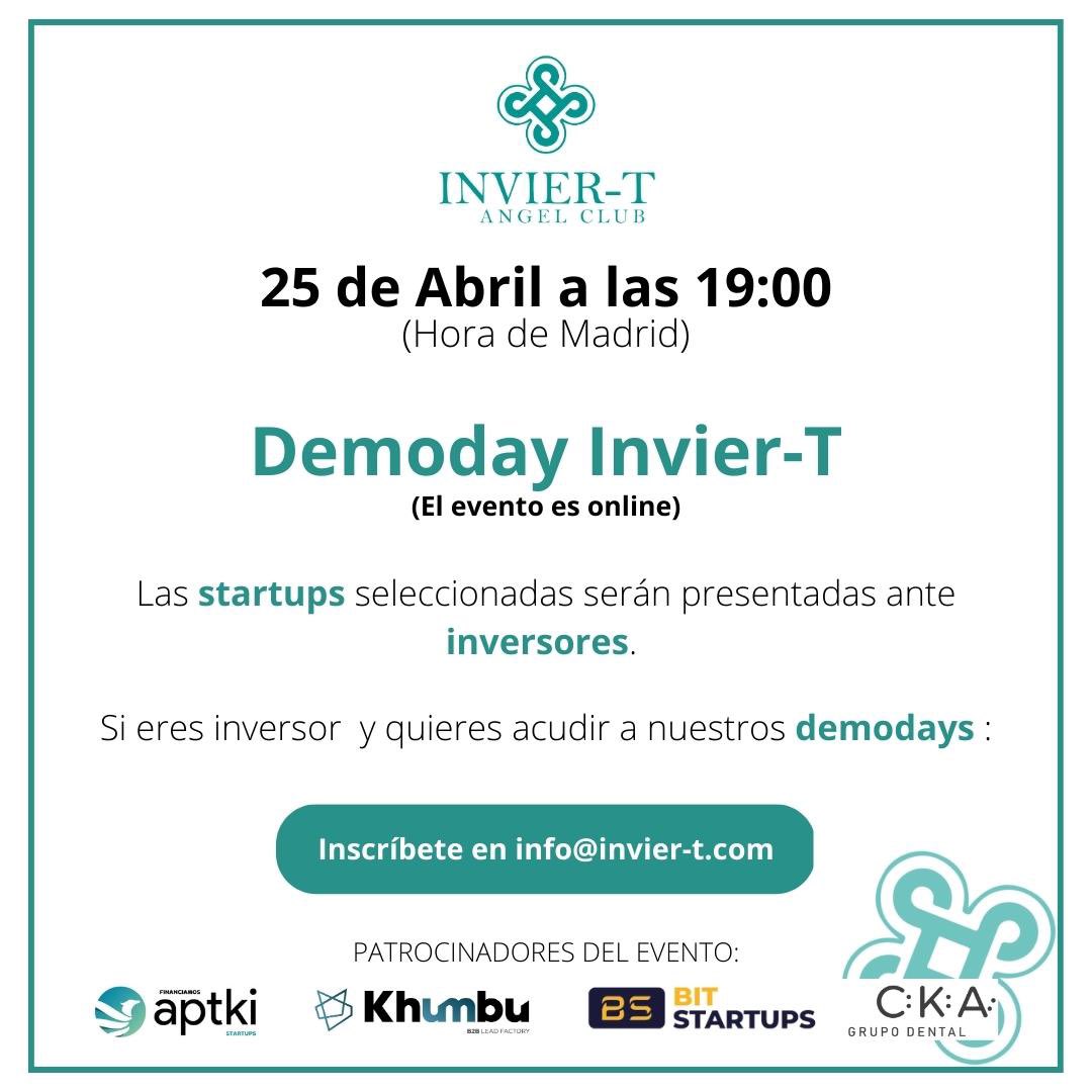 inviertvc's tweet photo. Hoy es nuestro demoday donde 5 Startups seleccionadas se presentan ante nuestros inversores.
@kodopeople  @swaip @DentalResidency  @coolco.Io @MiivoMobility  a qué esperas ? Formato online .
Y como siempre nos patrocinan @khumbu @bitstartup @cka grupo dental @aptki https://t.co/dSMkCfzqa5