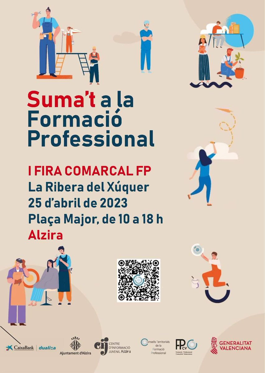 AjuntAlzira's tweet photo. 📢Fira Comarcal FP La Ribera del Xúquer, una oportunitat per conéixer de primera mà l'oferta de formació professional integrada que hi ha a la comarca. T'esperem!

📆Dimarts 25 d'abril
📍Plaça Major
⏰ de 10 a 18 h https://t.co/Cz6Bu1al98