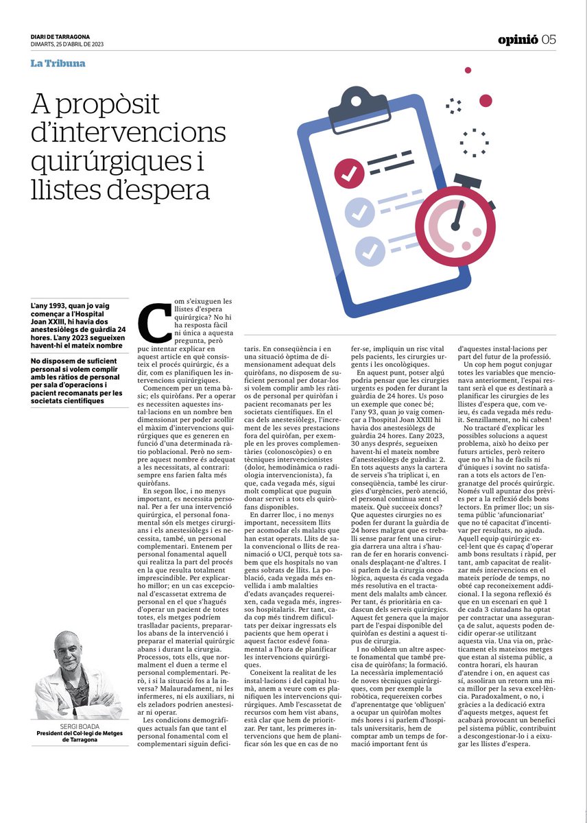 🟢Intentem explicar per que es generen les Llistes de Espera Quirurgica i perque no es facil disminuir-les!!