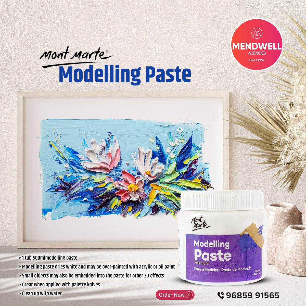 Mendwellindore's tweet photo. Give texture and depth to your canvas with this superior-quality modelling paste.
For orders contact us at 𝟵𝟲𝟴𝟱𝟵𝟵𝟭𝟱𝟲𝟱
#mendwell #mendwellagencies #artists #indoreartists #indore #art #artsolutions #stationeryshop #stationery #color #canvas #montmarte #modellingpaste https://t.co/XPfKU50uaj