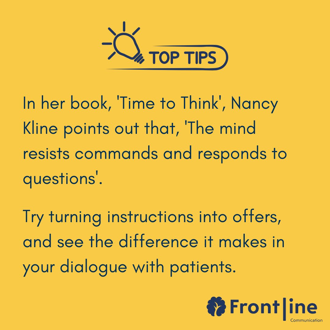 FLComs's tweet photo. π‘ π«΅ π
π«΄ π
#FrontlineCommunication #toptips #MedTwitter #TuesdayTopTips #NancyKline #TimeToThink https://t.co/vcw5eaG1TJ