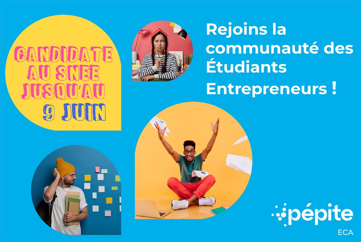 pepite_eca's tweet photo. ⚡️ Tu es étudiant, tu as un projet (ou même juste une idée) et une grande avie de te lancer dans l'aventure entrepreneuriale ?

���� Les candidatures au statut national étudiant-entrepreneur jusqu'au 9/06 👉 https://t.co/zeUU8732Mm

@UnivLaRochelle @universite_uppa @univbordeaux https://t.co/DH7u33OQqU