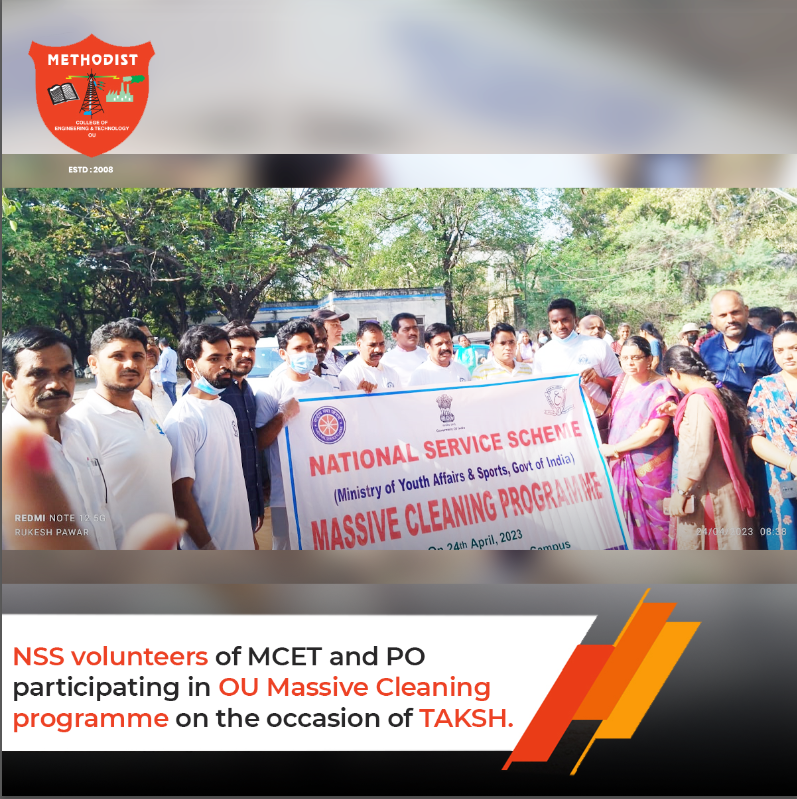 MCETHyderabad's tweet photo. We thank all the #NSSVolunteers for participating in #CleaningProgram organised by #NSS Cell, #OU. Keep up the good work!
Visit Us:- 🌐 https://t.co/1gHvCDs4UV
#MCET #NationalServiceScheme #Cleaning #NSSCell #Awareness #HardWork #Dedication #Event #Taksh #Occasion #BestCollege https://t.co/BBEuxBwApI