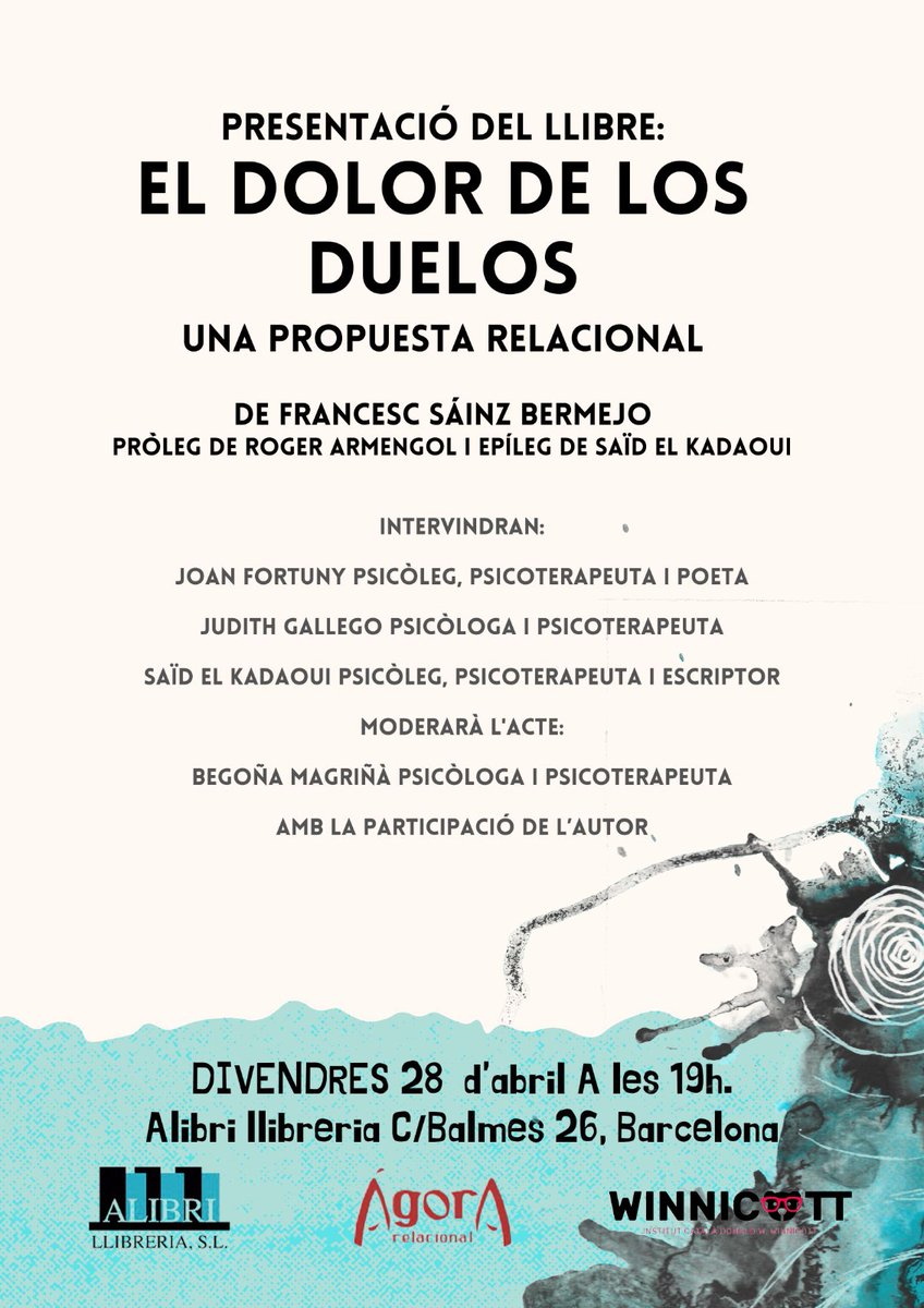francescsainz's tweet photo. Aquest divendres, dia 28 d'abril presentem el meu nou llibre, 'El dolor de los duelos'. La estimada llibreria  Alibri de Barcelona ens acull com sempre. Bon moment de trobada i de vincles. Us espero a tots els pugueu venir. https://t.co/ENUvpcYNXn