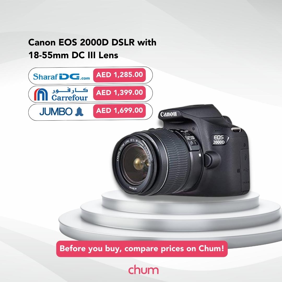 saveonchum's tweet photo. Get your hands on a Canon EOS 2000D DSLR at the best price possible with Chum! 📸

@CarrefourUAE @SharafDG @JumboWorld 
#dslr #canon #camera #deals #chum #sharafdg #carrefour #jumbo #uae https://t.co/aQvfdmT2bD