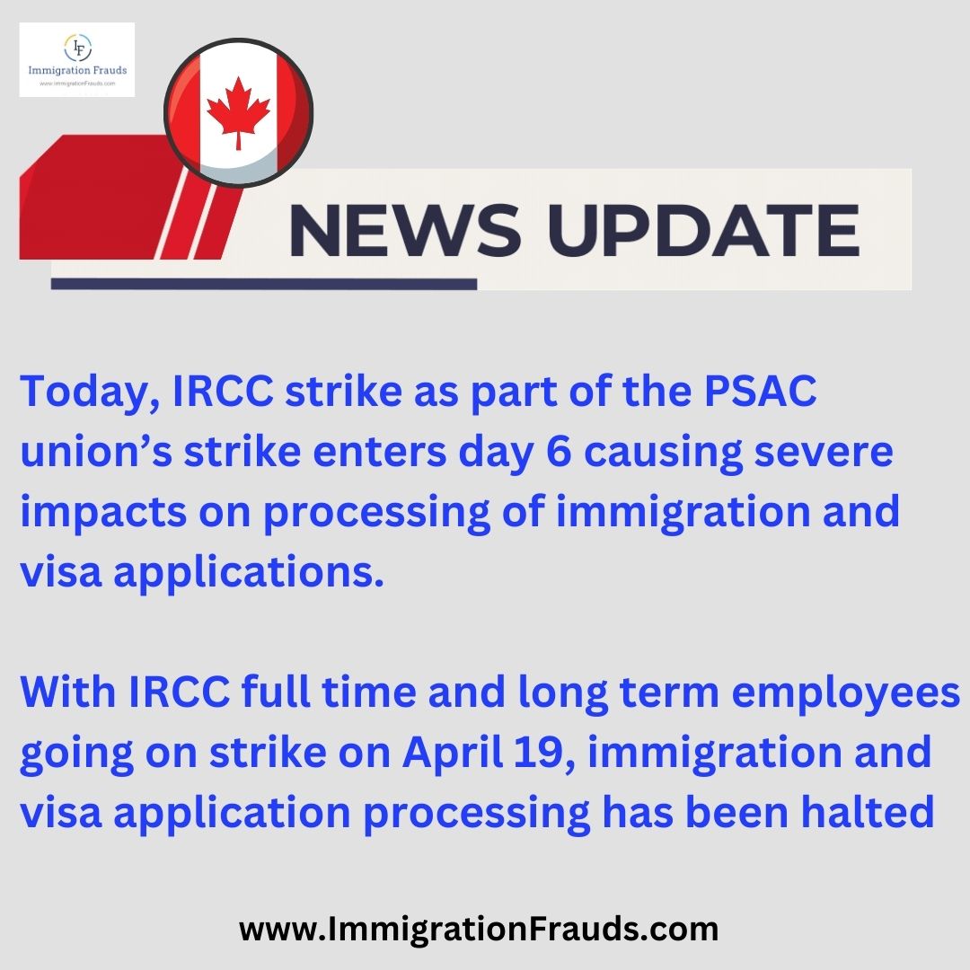 Immifrauds's tweet photo. IRCC , Canada Strike Update ! 

#immigrationfrauds #immifrauds #visafrauds #canadanews #canadastrike #irccstrike #canada #india #studyvisa #workvisa #news #punjab #haryana #canadavisa #visa #ipl #ielts #backlog https://t.co/TpZJMOImIX