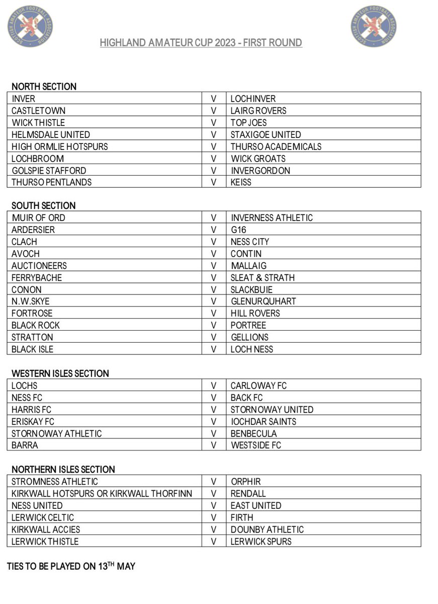 HA cup First round draw. Any questions then please don't private message me. Email robert.gunn@highland.gov.uk Thanks #HAC