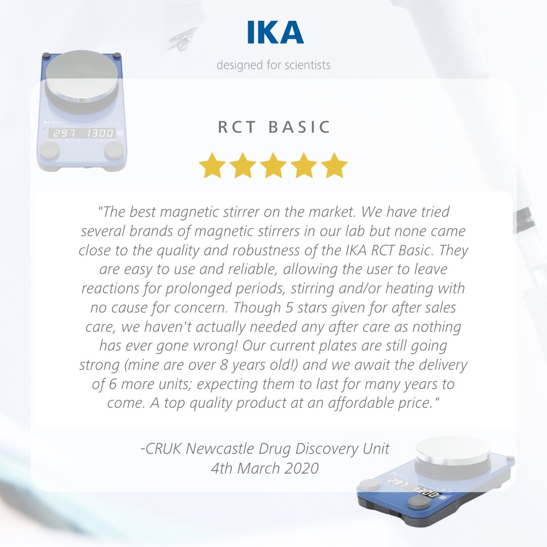 IKA_Oxford's tweet photo. "The best magnetic stirrer on the market" 🤩💙

⭐️ IKA Product: RCT Basic (magnetic stirrer)
⭐️ Application: Medicinal chemistry

Click the link to shop our Magnetic stirrer range - https://t.co/GqC5EQWR7Y https://t.co/7Zfpa1Z3zr