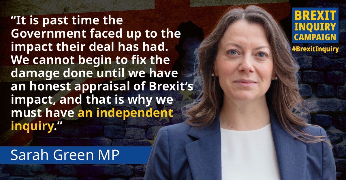 InquiryBrexit's tweet photo. It’s time the Government faced up to the impact their deal has had. #BrexitInquiry https://t.co/gTaM5xocYg