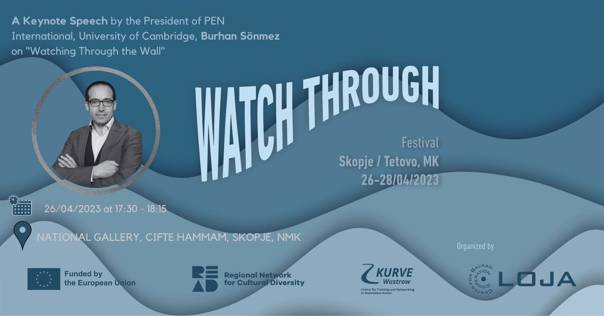 cbcloja's tweet photo. Keynote Speaker and the panelists of the opening night of Watch Through Festival.
*Burhan Sönmez (writer, President of PEN International, University of Cambridge)
Sonja Biserko; Veton Surroi; Saso Ordanoski 
The topic of Open Balkan, EU Balkans? 
For more: https://t.co/3cS667iTbN https://t.co/zRN681oiyZ
