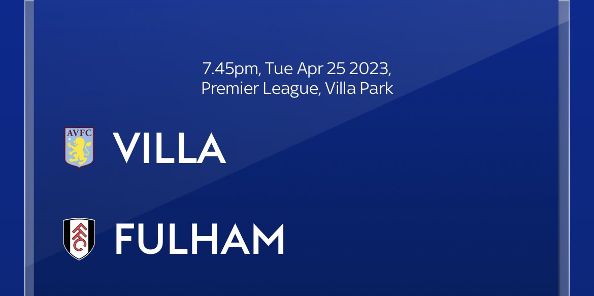 ⚽️ 𝗧𝘂𝗲𝘀𝗱𝗮𝘆 𝗡𝗶𝗴𝗵𝘁 𝗙𝗼𝗼𝘁𝗯𝗮𝗹𝗹 ⚽️

Tonight we open at 4.30pm. We will be showing the Aston Villa v Fulham Premier League game - 7.45pm kick off.