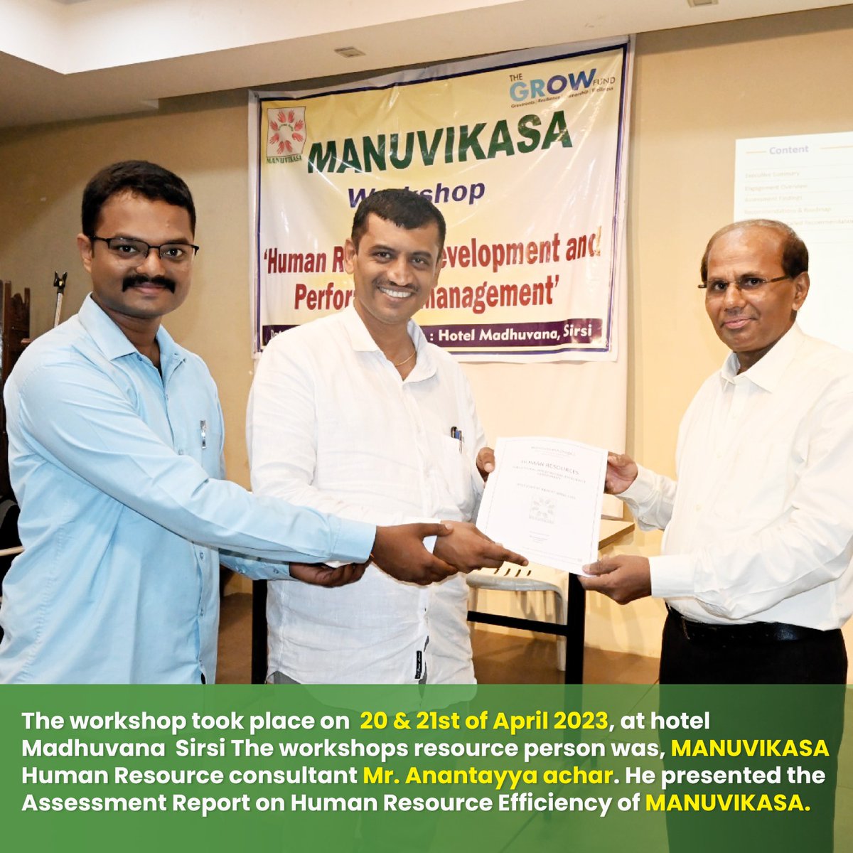 manuvikasa's tweet image. MANUVIKASA held a 2 day workshop on HR and performance management with Mr. Anantayya Aachar as a resource person.
@Asia_HSF
#MANUVIKASA #HumanResourceDevelopment #performancemanagement #workshoptraining #HRconsulting