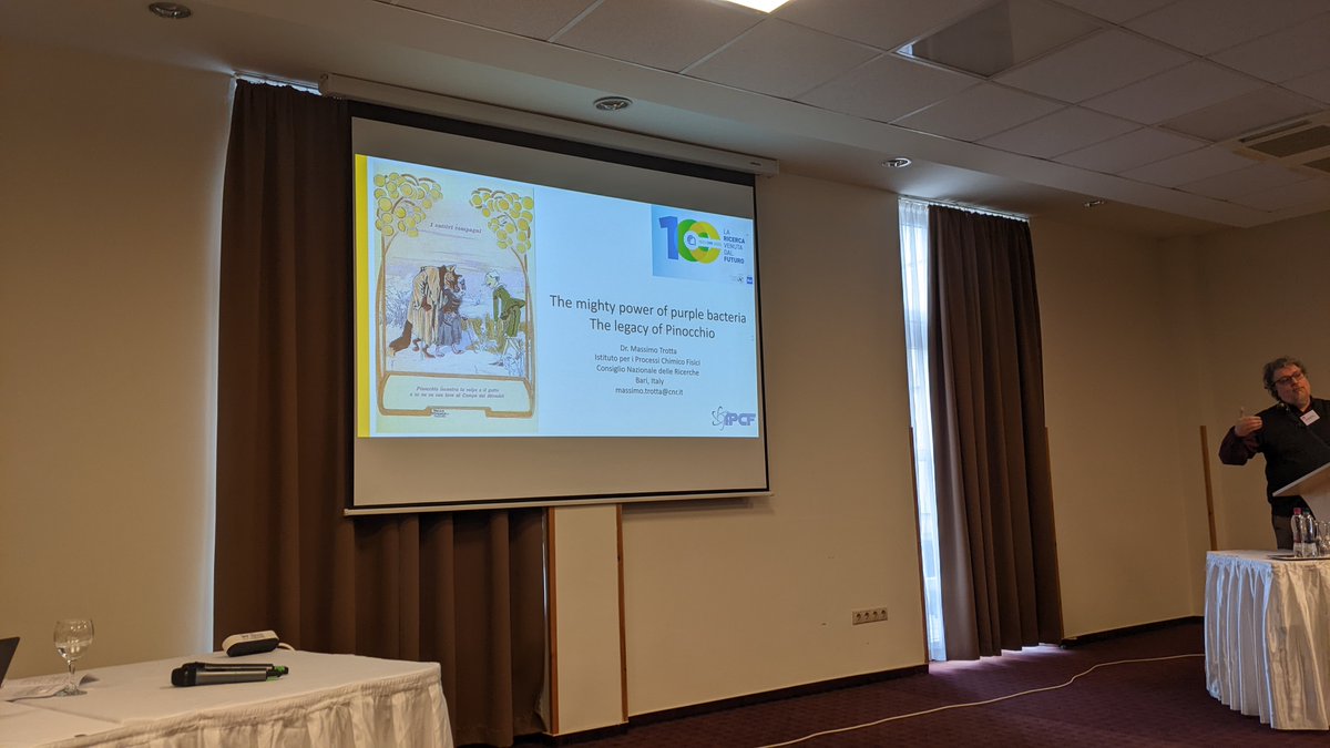 PurpleGainCOST's tweet photo. 📢HAPPENING NOW! 1st #PurpleGain Workshop (Szeged, HU). Getting started with the first key note speech by Prof. Dr. Massimo Trotta on "The mighty power of purple bacteria". #PPB #PPBella @maxxtrotta https://t.co/HZmPlIOgML