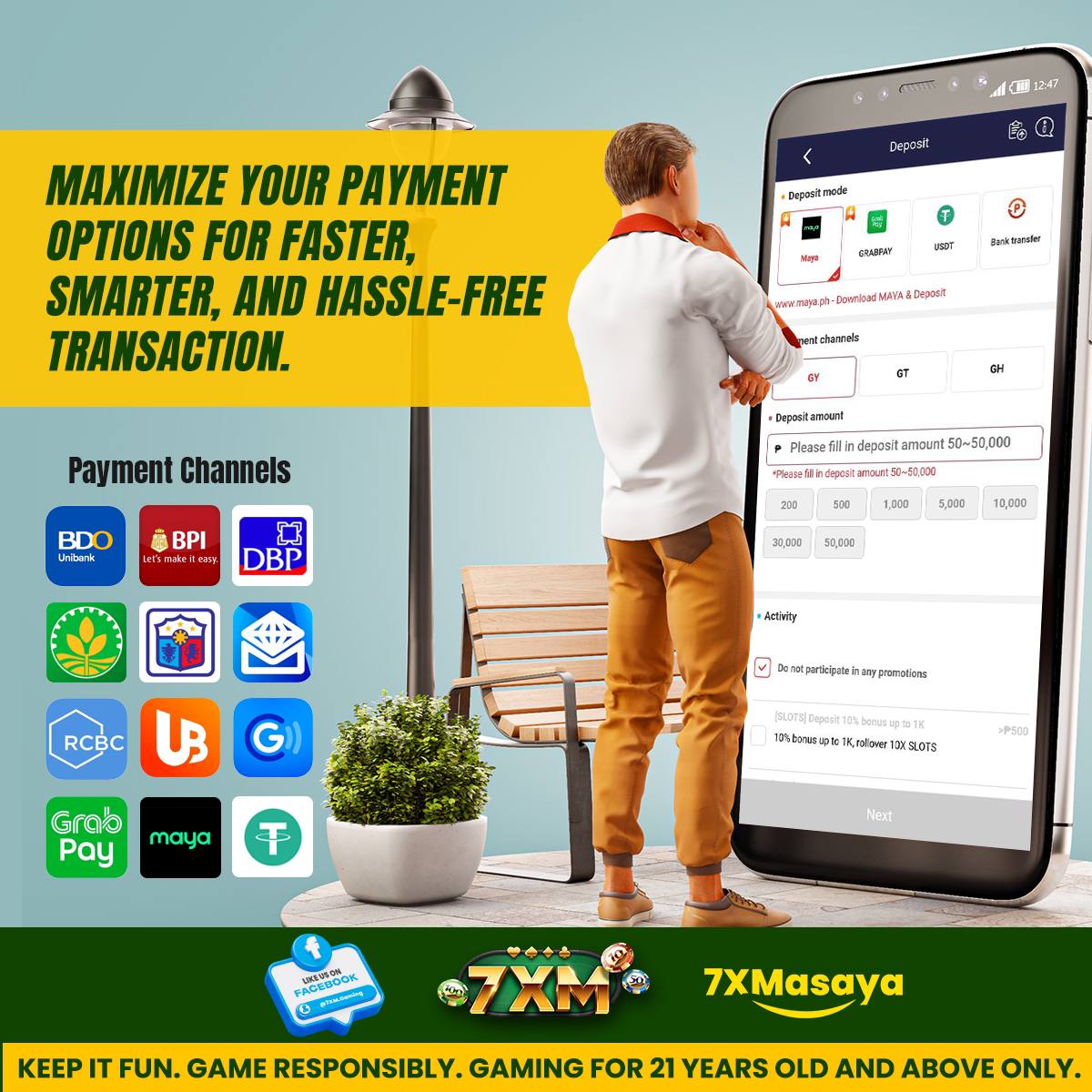 7XM_Official's tweet photo. Make your payment w/ ease! Para sa mabilis na Cash-in & Cash-out, maximize now using these Payment Options sa #7XM!
#7XMPaymentOptions #USDT #RCBC #HassleFreeTransaction #EasyCashIn #Gcash #EasyCashOut #GrabPay #Maya #BDO #BPI #UnionBank #DBP #Landbank #PNB #Metrobank https://t.co/Tl5pLWd1tp