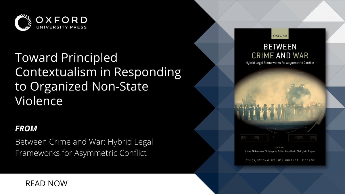 Read the introduction to 'Between Crime and War: Hybrid Legal Frameworks for Asymmetric Conflict' edited by @LieberCode @COFinkelstein @DrChrisFuller and @MittRegan. Available as part of our latest international law collection 📚 bit.ly/3Jr0ufv