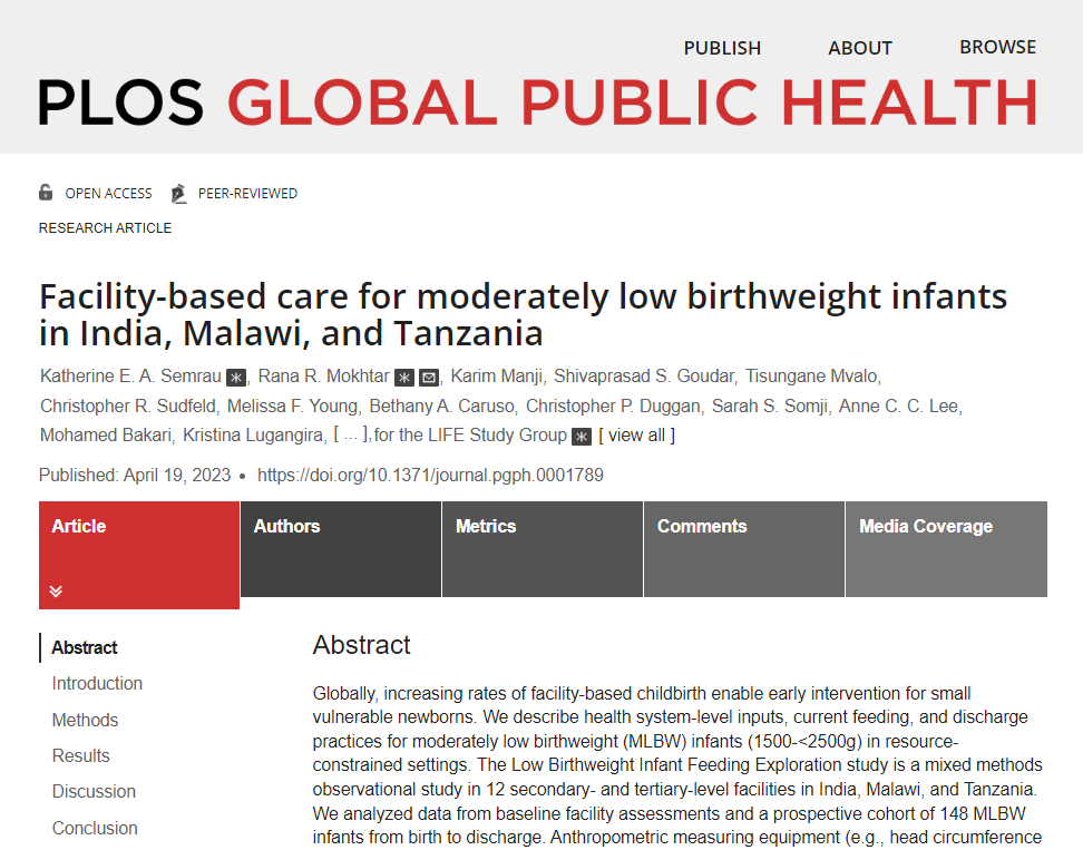This study describes health system-level inputs, current feeding, and discharge practices for moderately low birthweight (MLBW) infants (1500-<2500g) in resource-constrained settings. plos.io/3LuTjDW