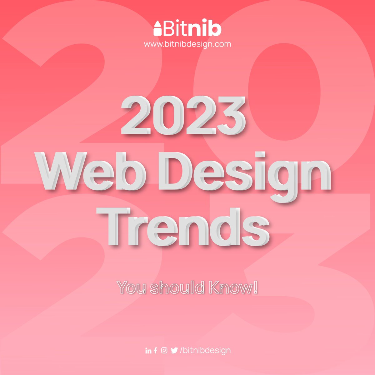 7 top-notch web design trends of 2023 -

1. Artificial Intelligence 

2. Minimalism 

3. Microinteractions 

4. Responsive Design

5. Augmented reality

6. Dark mode

7. Nostalgia 

What's your favorite web design trend of 2023?

#Bitnib #BitnibDesign #webdesigntrends #webdesign