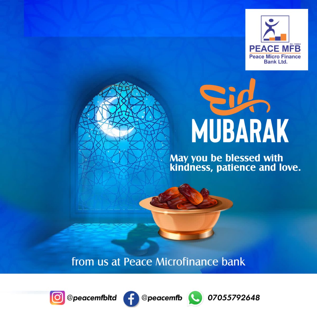 PeaceMFB's tweet photo. Happy Eid El Fitr from all of us at #PeaceMicrofinanceBank
#EidUlFitr #EidAlFitr2023 #EidMubarak #EidAlFitr #PeaceMFB #PeaceOfMind https://t.co/gpmDpg8ixJ