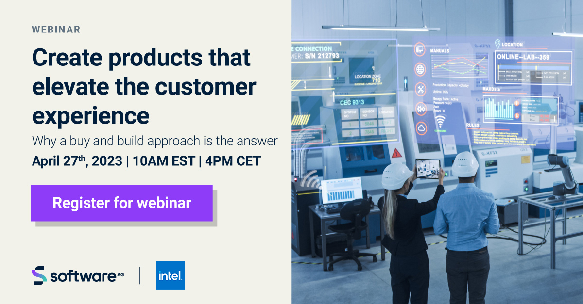 SoftwareAG's tweet image. Are you struggling to decide whether to buy or build an #IoT solution? 

Learn why a Buy AND Build approach is the answer and discover how it helps manufacturers build connected products and improve customer experience: bit.ly/3lZY6U4 

#IoTStrategy #CumulocityIoT