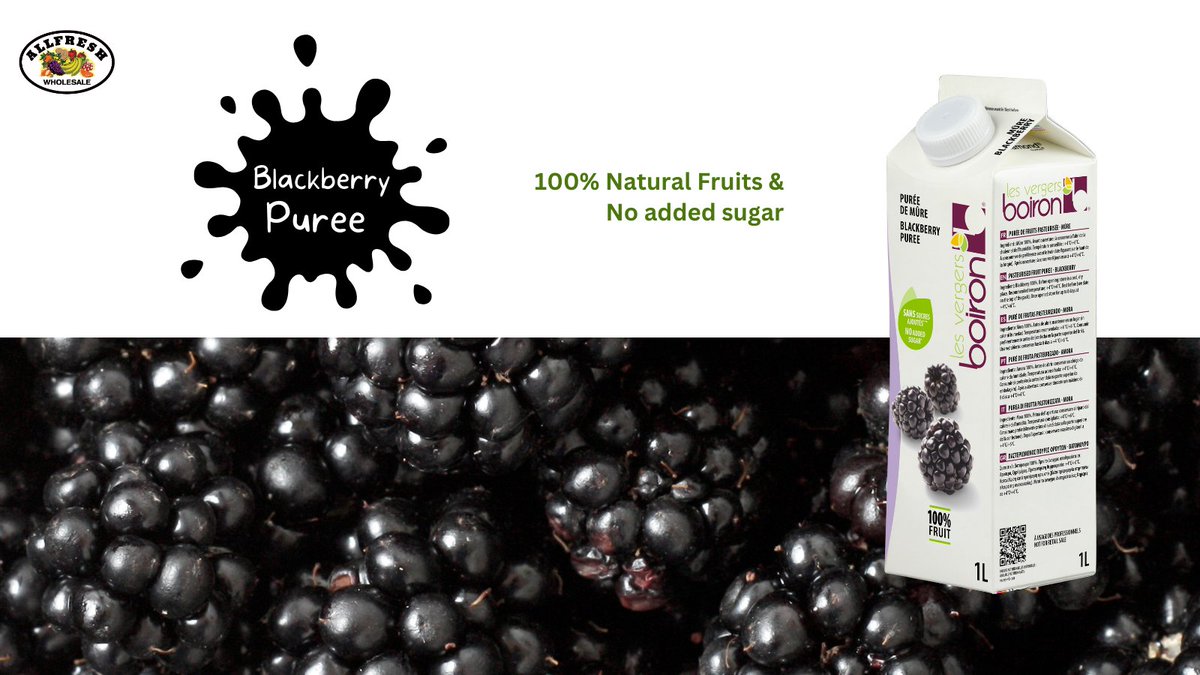 It's time to add a burst of flavour to your dishes with Allfresh's new range of Blackberry fruit purees by Les Vergers Boiron! With no added sugar, preservatives, or flavours, you can trust that you're getting only the best quality and taste that comes naturally.