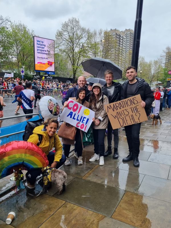 RealDeal's tweet image. I did it ☺️

Feeling proud of myself for training for &amp;amp; completing a marathon with 102 days notice, and so lucky to have an outstanding support squad behind me. 

Shaving 17 minutes off my previous time despite the rain felt nice too. 

#LondonMarathon #WeRunTogether