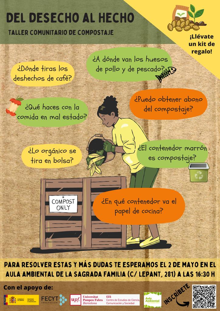 Nacho_CyC's tweet photo. ♻️ Quieres saber cómo iniciarte en el compostaje o solucionar todas tus dudas sobre este proceso❔️

📝 Apúntate ya a este taller! 📝
 https://t.co/2kmhIz3bHq

🌍 Te esperamos el 2 de mayo en el Aula Ambiental de la Sagrada Familia ‼️

@ccupf @FECYT_Ciencia @AulaAmbiental https://t.co/RMfOOFlA8k