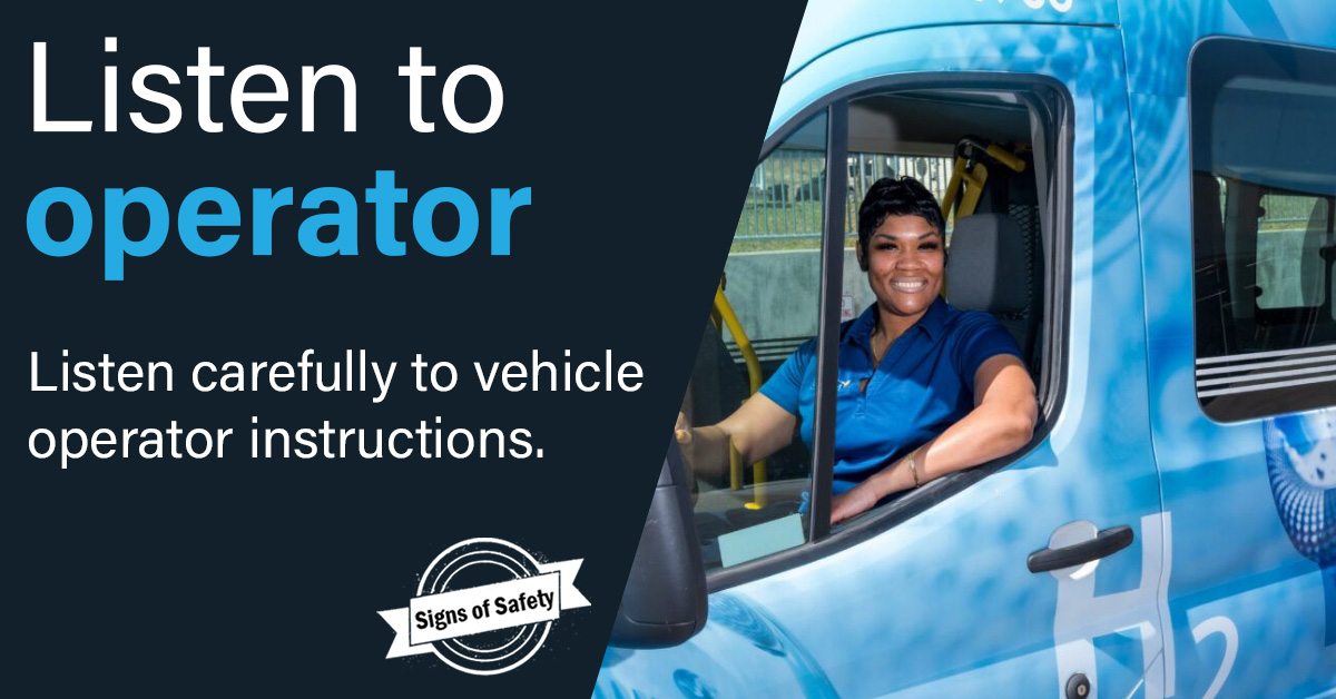 SARTAonline's tweet image. Signs of Safety tip: As a passenger it is important to listen to the vehicle operator instructions throughout the ride. The vehicle operator needs to be able to communicate with passengers for their safety. #signsofsafety