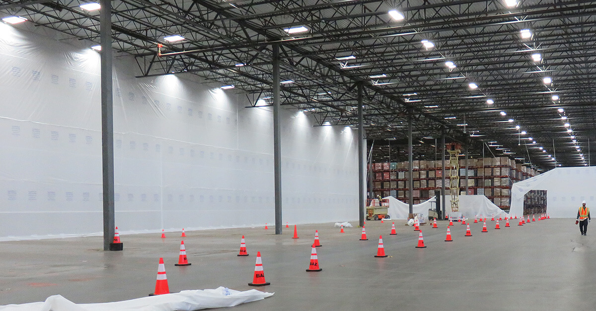 Want to keep your workspace running and operational during construction? TuffWrap’s C.O.R.E. Frameless Walls® seamlessly separate any work environment from the construction zone. #TuffWrap  #TemporaryWalls