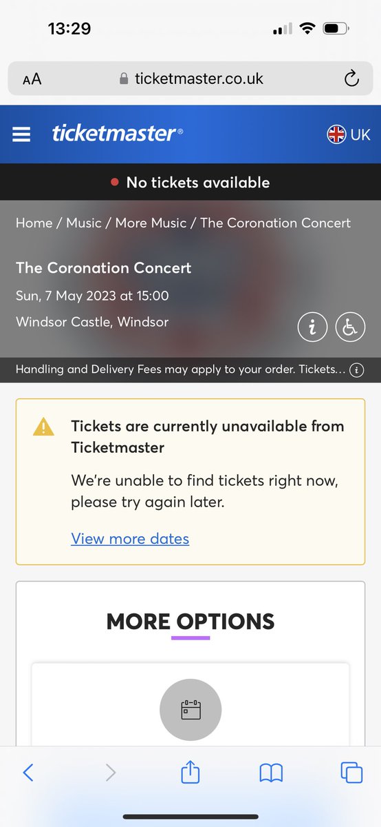 KaylaMaryon's tweet photo. @TicketmasterUK @TicketmasterCS I’m confused. Had an email 45 mins ago saying I’d won Kings Coronation Concert tickets, only to see they’ve all gone? Surely this isn’t how a ballot works? If you’ve won tickets, you’ve won tickets? Please advise - lots of unhappy people https://t.co/bj2FCid3rI