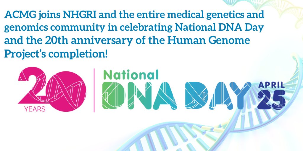 TheACMG's tweet photo. Today is #DNADay23! ACMG celebrates our members who work to translate #genetic and #genomic discoveries into better #patientcare, as well as those who contributed to the completion of the Human Genome Project in 2003. https://t.co/iUeTBi52YZ. #MedicalGeneticsAwareness @genome_gov https://t.co/602gFz4krz