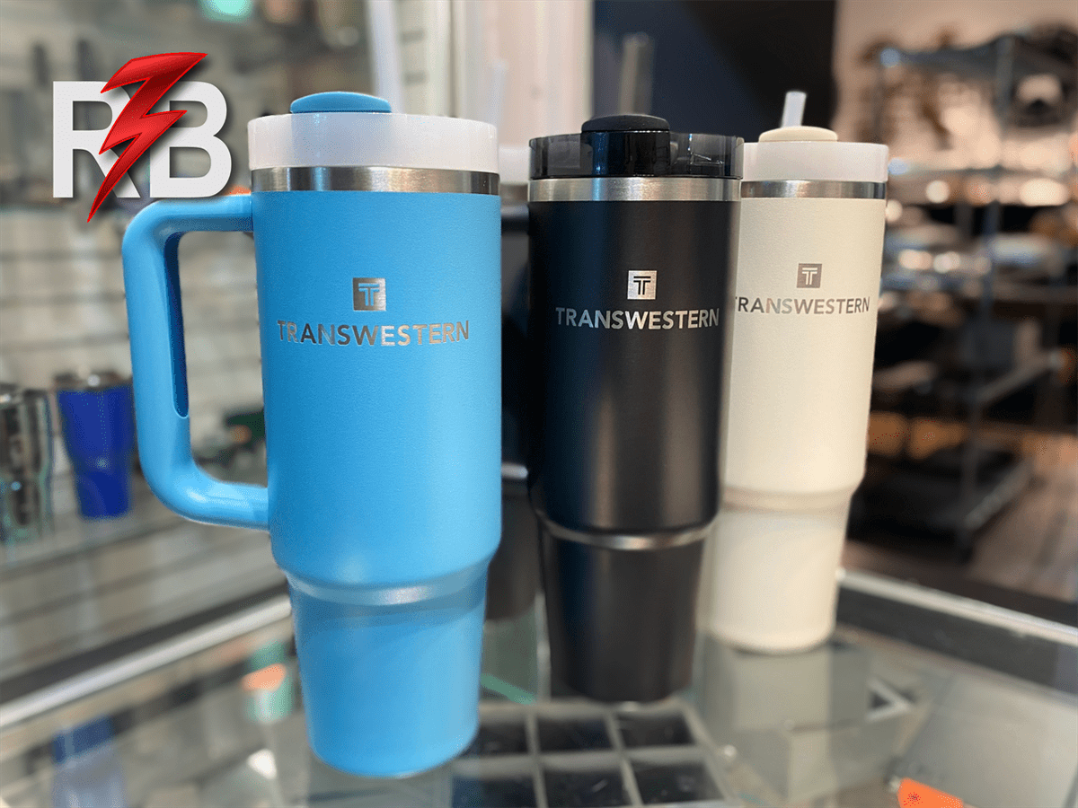 A fresh set of customized Stanley tumblers with a capacity of 30 ounces each.  redboltlaser.com