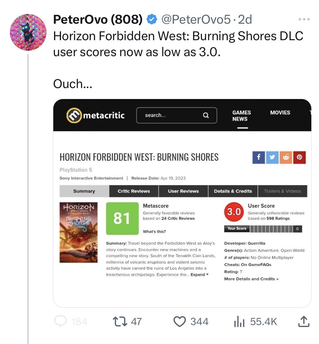 Metacritic Improving Moderation After Review Bombing Hits Burning Shores DLC