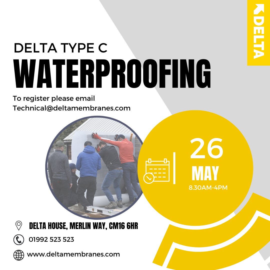 DeltaMembranes's tweet photo. Our Type C Waterproofing Training Course is split into two sessions (theory and practical). We’ll share our knowledge of waterproofing design philosophies ensuring all participants are well versed ready for the practical element.
#TypeC #bs8102 #structuralwaterproofing https://t.co/XhrVu5DpHJ