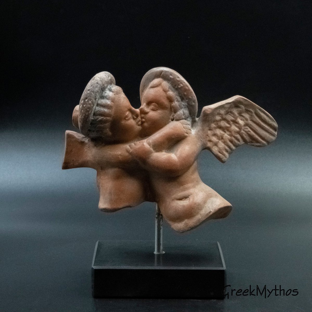 Kissing Cupid and Soul Terracotta Statue, Greek God of Love Eros Embracing Psyche the Greek Goddess of Soul, Greek Mythology, Museum Replica #val #anniversary #brown #etsy #couplekissing #embracingstatue #black #iloveyou #artstatue #ceramicstatue etsy.me/43Z5gJs