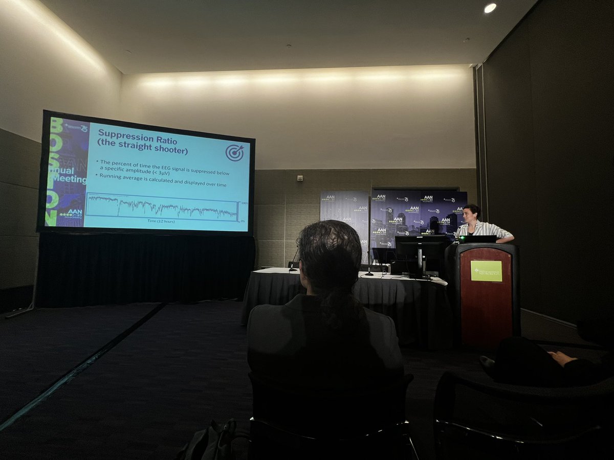 Now the great @GiuliaBene16 discussing how qEEG is used to think about and treat the Icky EEG in children. @AANmember #AANAM @PedQuEST_EEG @PersystEEG @CeribellEEG @PNCRGtweets #NeuroPicu @MottChildren @seattlechildren @LurieChildrens @ChildrensPhila #qEEG