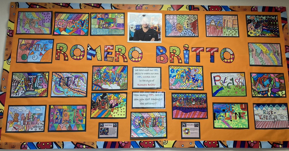 WestbournePri's tweet image. Children have used their HPL skills to create their own HPL Word Art in the style of Romero Britto @brittopopart #metathinking