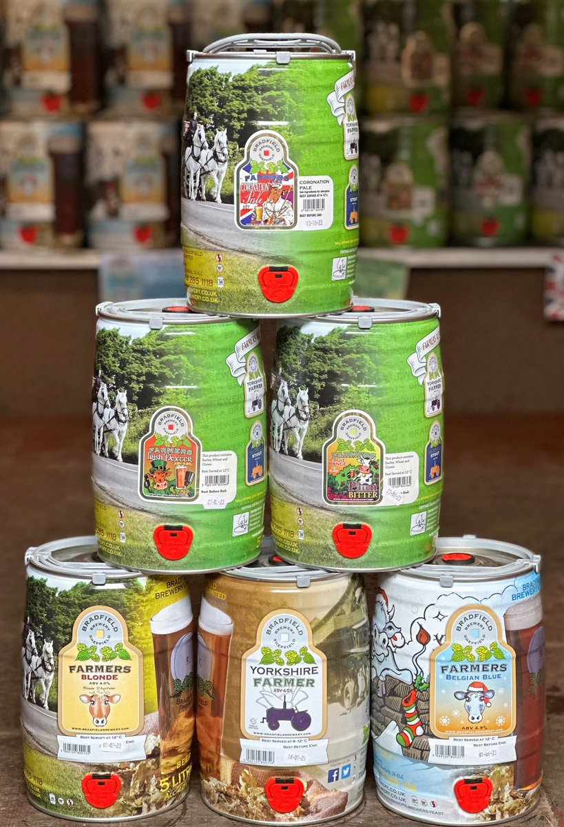 BradfieldBrew's tweet photo. 2 x #bankholidayweekends fast approaching!
Our Mini Kegs are ideal for a #weekendtreat or #beerswithfriends! Farmers Blonde, Irish Dexter, Plum Bitter £18 each or 2 for £32 Farmers Coronation Pale (same deal +£2).Belgian Blue and Yorkshire Farmer on special offer at 4 for £50 https://t.co/j7HfNX6RpR