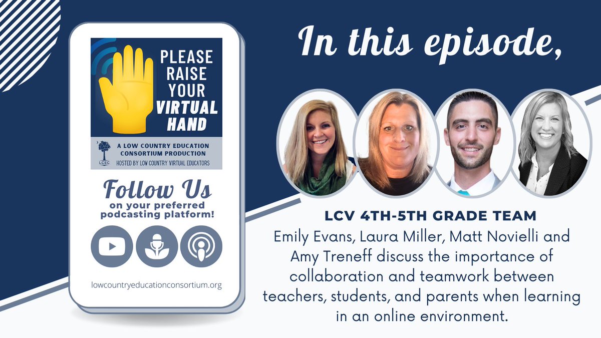 LCVirtualSchool's tweet photo. π New podcast π! Tune in as Emily Evans, Laura Miller, Matt Novielli & Amy Treneff discuss the importance of collaboration + teamwork between #teachers, #students, & parents when learning in an online environment #PleaseRaiseYourVirtualHand #onlinelearning #LCVLeads https://t.co/QDFE6rQOCF