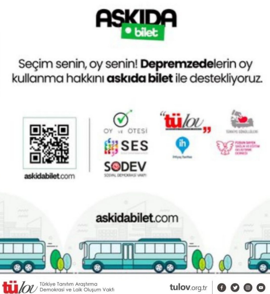 Depremzede yurttaşlarımızın demokratik haklarını kullanabilmeleri için destek vermek ister misiniz? Siz de askidabilet.com’dan depremden etkilenen yurttaşlarımızın oy kullanmalarına yardımcı olabilirsiniz.
#tülov #askidabilet #depremzede