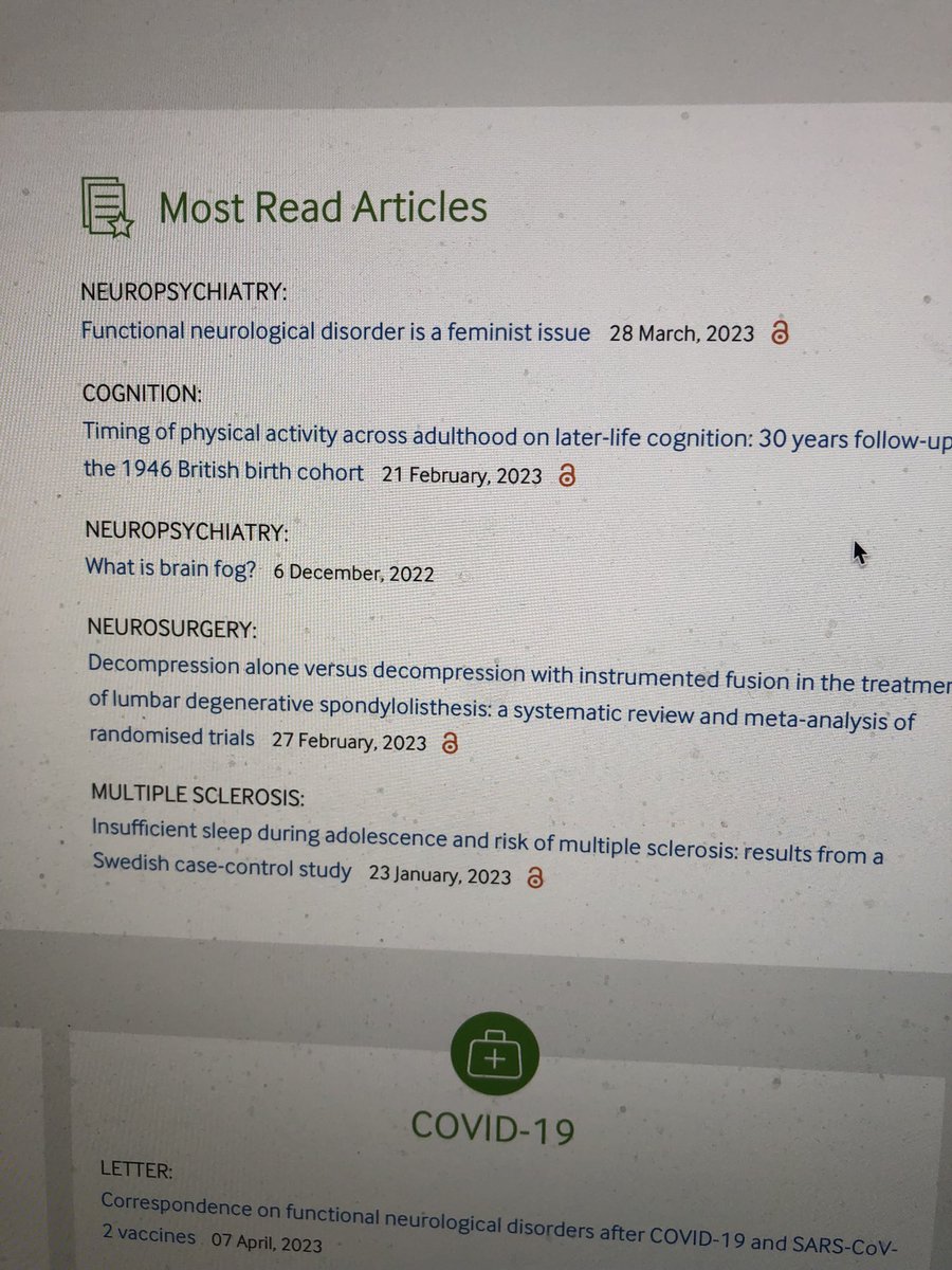 AlanCarson15's tweet photo. My excellent colleague ⁦@lauramcw⁩ showing how its done, with 2 of the 5 most read articles in ⁦@JNNP_BMJ⁩ currently https://t.co/ThrUGnGTAc