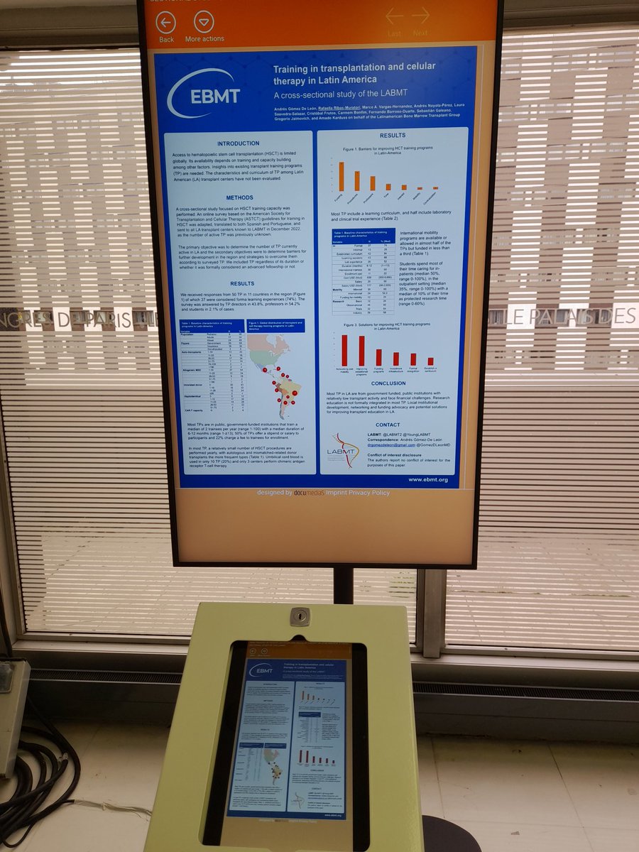Laura Saavedra Salazar (@laura_saavedras) on Twitter photo Proud to present the results of the <a href="/Young_LABMT/">Young LABMT</a> <a href="/LABMT/">Vicki Ghidina</a> first study on training programs, feel free to come by the poster area #EBMT23 Proud to present the results of the <a href="/Young_LABMT/">Young LABMT</a> <a href="/LABMT/">Vicki Ghidina</a> first study on training programs, feel free to come by the poster area #EBMT23