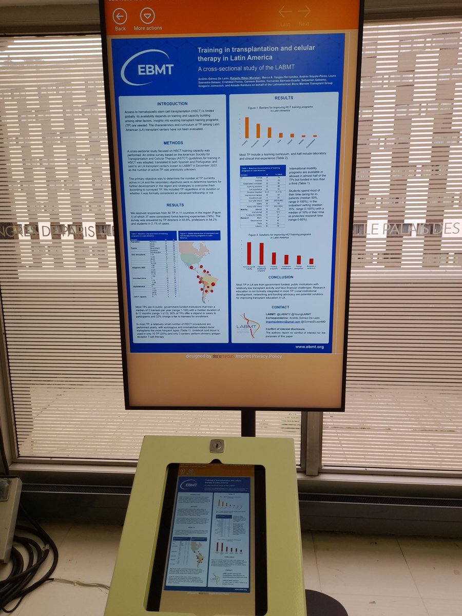 Proud to present the results of the @Young_LABMT @LABMT first study on training programs, feel free to come by the poster area #EBMT23